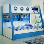 Łóżko piętrowe białe i niebieskie