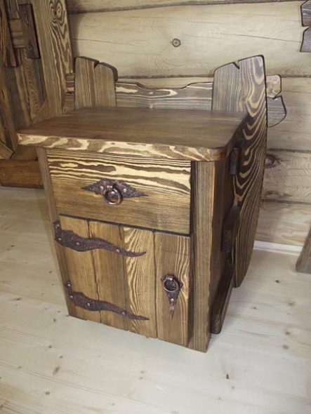 Chests and cabinets of artificially aged pine