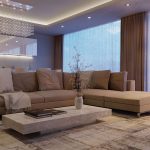 brązowa sofa w luksusowym salonie