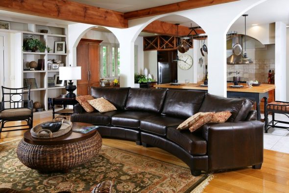 læder brun sofa