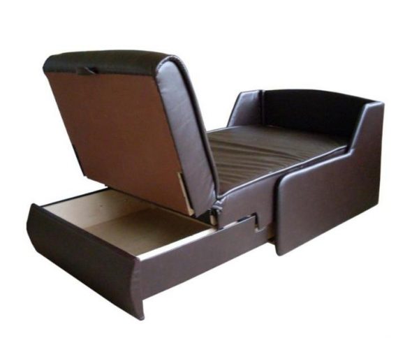 Armchair a bed from a kozhzam with a box