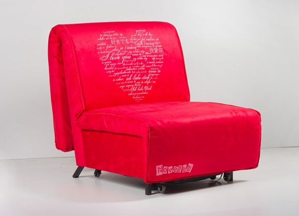 Red armchair bed