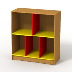 Open shelving for toys with partitions