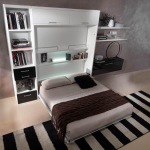 Lifting bed-wardrobe with table