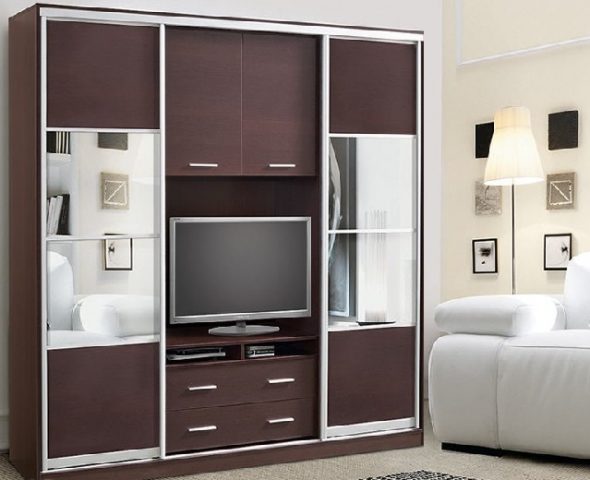 Sliding wardrobe with shelf (niche) for TV