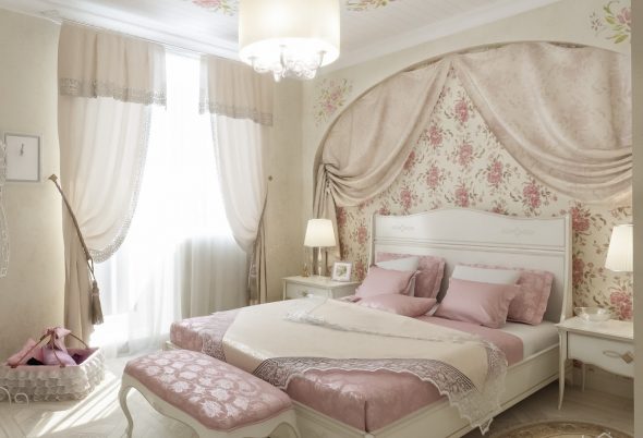 säng i sovrummet provence