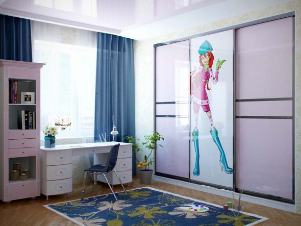 Built-in wardrobe in the children's room on an individual project