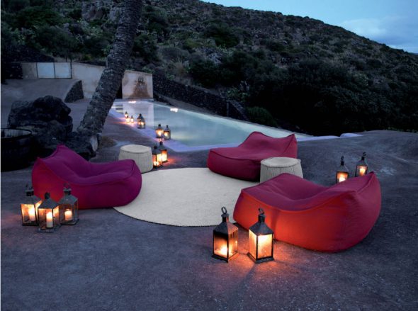 frameless furniture by the pool