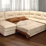 large sofa with eco-leather for guests