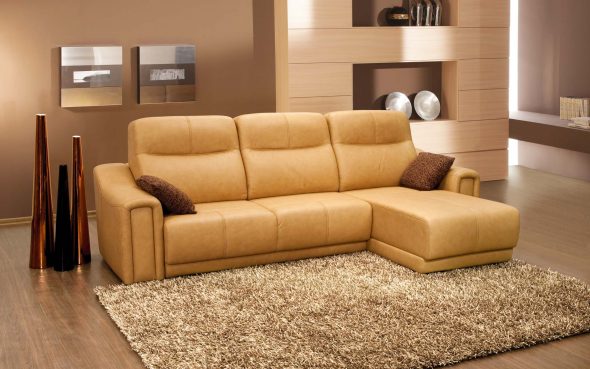 sofa na may eco-leather sa interior