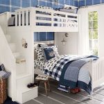 łóżko piętrowe biały niebieski