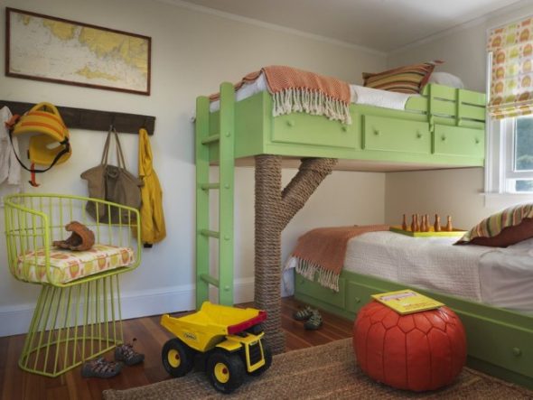 łóżko piętrowe zielone