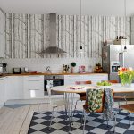 the interior of the kitchen dining room is modern stylish and cozy
