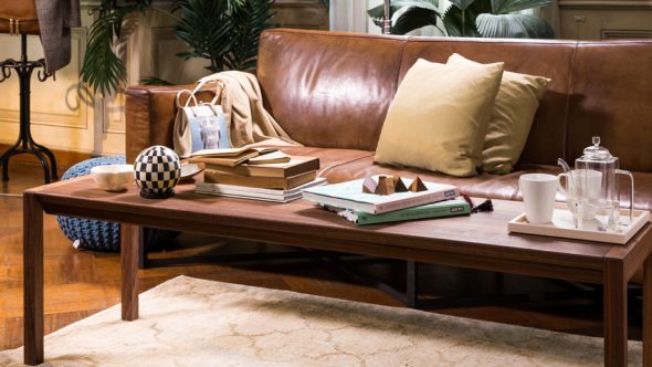 brown leather sofa
