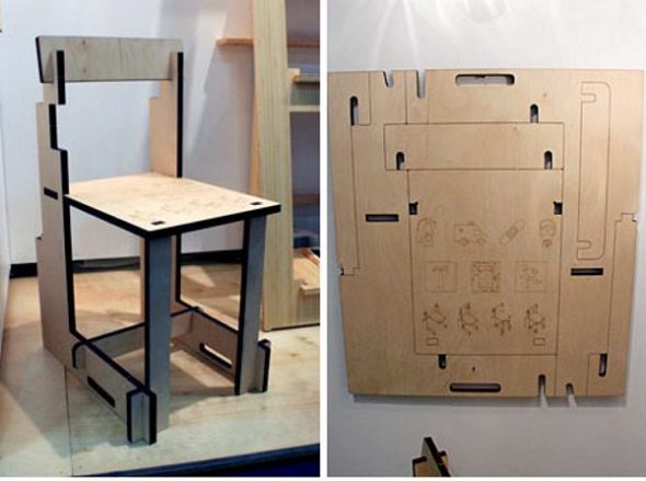 plywood stol DIY foto