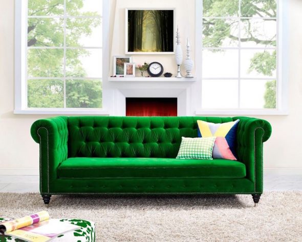 gröna soffan i inredningen