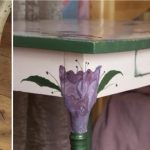 Stół kuchenny decoupage - motywy kwiatowe