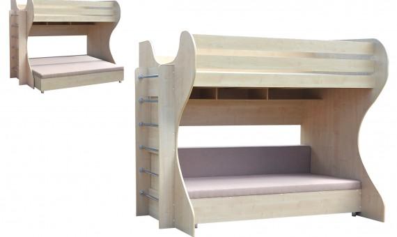 Children's bunk bed with a sofa photo