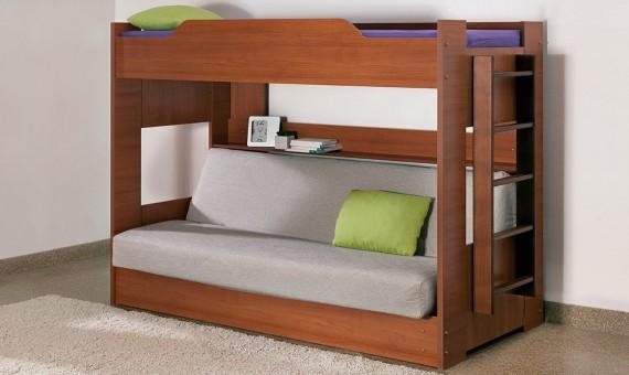 Children's bunk bed with a sofa
