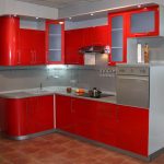 corner kitchen red