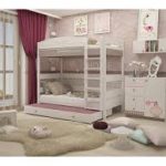 Bunk bed 180 cm in solid beech in a room for girls