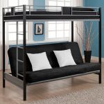 Bunk bed with black sofa