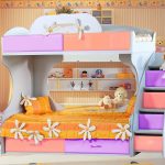 Bunk bed with a sofa for children from 3 years