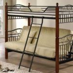 Bunk bed with a sofa at the bottom-wood and metal