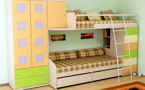 Łóżka piętrowe dla dzieci w pokoju
