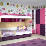 Photo children's room for 2 girls with bunk beds