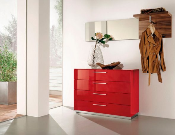 red chest of drawers