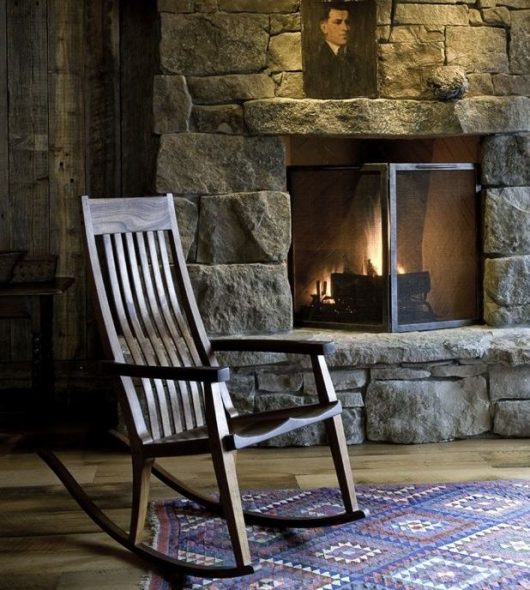 rocking chair by the fireplace