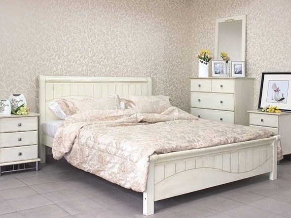 Bed Provence 120x200 cm Putih dengan patina