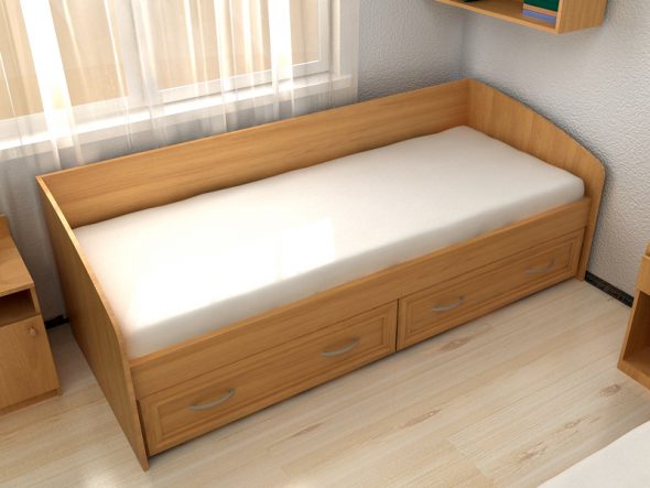 Single bed 80 cm, with 2 drawers