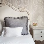 Bed with carved headboard for the interior in the style of Provence