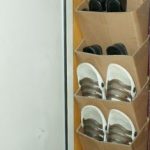 Hanging cardboard shoe rack