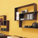 Wooden shelves on the wall
