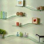Glass figured shelves on the wall