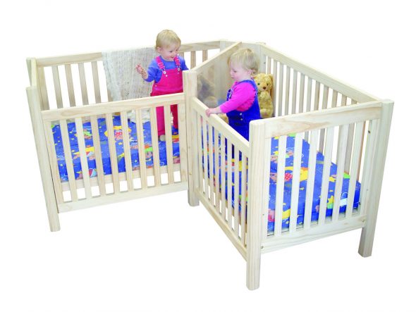 white wooden bed for twins