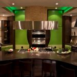 large kitchen green shades