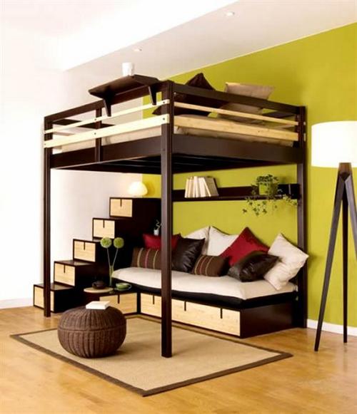 bunk bed with a sofa downstairs