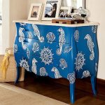 chest of drawers blue patterned