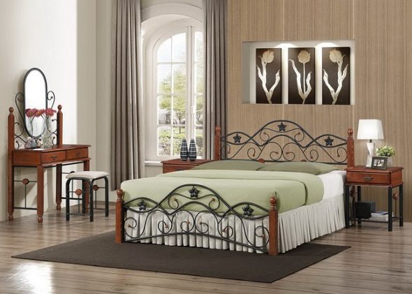 wrought iron beds in a modern interior