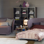violetinės lovos kėdė
