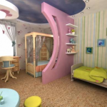 small square nursery for two heterosexual children