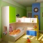 arrange furniture for two children in the nursery of small sizes