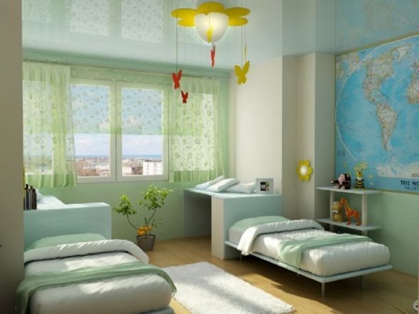 arrange furniture in the nursery for two children