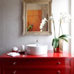 bedside table under the sink red