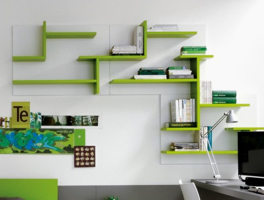 Often the shelves are made of the same material as the furniture.