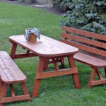 Garden table and benches for pleasant gatherings in the open air
